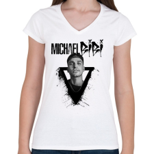 PRINTFASHION Michael Bibi - Női V-nyakú póló - Fehér női póló