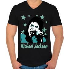 PRINTFASHION michael jackson drawn - Férfi V-nyakú póló - Fekete férfi póló