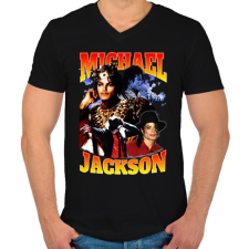 PRINTFASHION Michael Jackson - Férfi V-nyakú póló - Fekete férfi póló