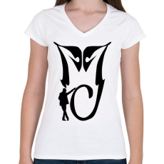 PRINTFASHION Michael Jackson MJ - Női V-nyakú póló - Fehér