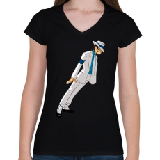 PRINTFASHION Michael Jackson - Női V-nyakú póló - Fekete