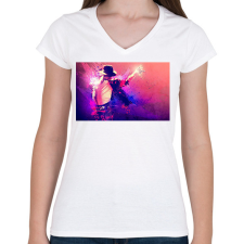 PRINTFASHION Michael-Jackson-Wallpaper-HD - Női V-nyakú póló - Fehér női póló