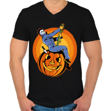 PRINTFASHION Michael Myers - Férfi V-nyakú póló - Fekete férfi póló