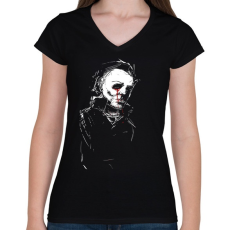 PRINTFASHION Michael Myers - Női V-nyakú póló - Fekete