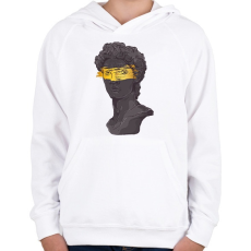 PRINTFASHION Michelangelo - Dávid szobor arannyal - Gyerek kapucnis pulóver - Fehér