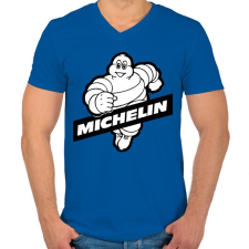 PRINTFASHION Michelin - Férfi V-nyakú póló - Királykék férfi póló