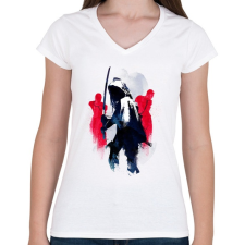PRINTFASHION Michonne The Walking Dead - Női V-nyakú póló - Fehér női póló