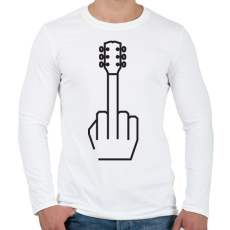 PRINTFASHION Middle finger - Gitáros minta - Férfi hosszú ujjú póló - Fehér