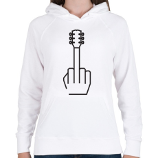PRINTFASHION Middle finger - Gitáros minta - Női kapucnis pulóver - Fehér