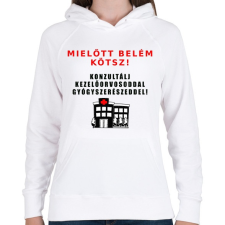 PRINTFASHION MIELŐTT BELÉM KÖTSZ2 - Női kapucnis pulóver - Fehér női pulóver, kardigán