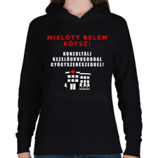 PRINTFASHION MIELŐTT BELÉM KÖTSZ - Női kapucnis pulóver - Fekete női pulóver, kardigán