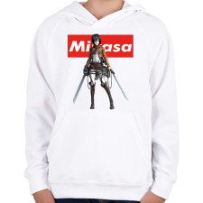 PRINTFASHION Mikasa Ackerman - Gyerek kapucnis pulóver - Fehér gyerek pulóver, kardigán