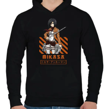 PRINTFASHION Mikasa - Férfi kapucnis pulóver - Fekete férfi pulóver, kardigán