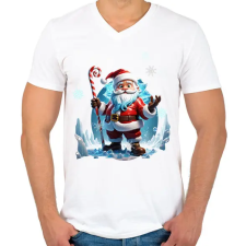 PRINTFASHION Miki - Férfi V-nyakú póló - Fehér férfi póló
