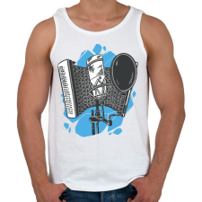 PRINTFASHION Mikrofon - Férfi atléta - Fehér atléta, trikó