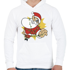 PRINTFASHION Mikulás a pácban - Férfi kapucnis pulóver - Fehér férfi pulóver, kardigán