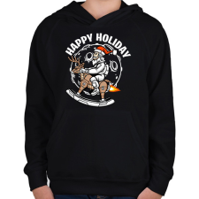 PRINTFASHION Mikulás az űrben - Gyerek kapucnis pulóver - Fekete gyerek pulóver, kardigán