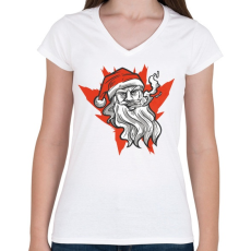 PRINTFASHION Mikulás cigivel - Női V-nyakú póló - Fehér