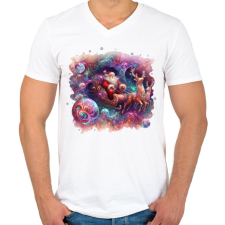 PRINTFASHION Mikulás - Férfi V-nyakú póló - Fehér férfi póló