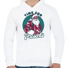 PRINTFASHION Mikulás - ideje ajándékozni - Férfi kapucnis pulóver - Fehér férfi pulóver, kardigán