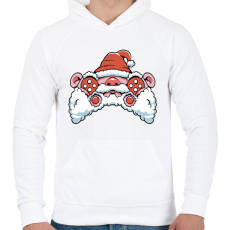 PRINTFASHION Mikulás kontroller - Férfi kapucnis pulóver - Fehér