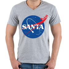 PRINTFASHION Mikulás NASA - Férfi V-nyakú póló - Sport szürke férfi póló