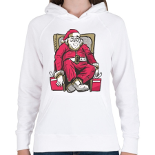 PRINTFASHION Mikulás pihen - Női kapucnis pulóver - Fehér női pulóver, kardigán