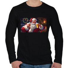 PRINTFASHION mikulás sörözik - Férfi hosszú ujjú póló - Fekete
