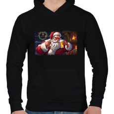 PRINTFASHION mikulás sörözik - Férfi kapucnis pulóver - Fekete