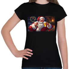 PRINTFASHION mikulás sörözik - Női póló - Fekete