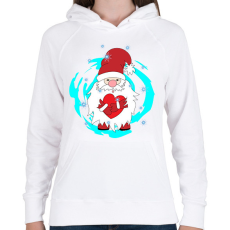 PRINTFASHION Mikulás szívvel hóesésben - Női kapucnis pulóver - Fehér