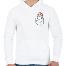 PRINTFASHION Mikulás zsebben - Férfi kapucnis pulóver - Fehér férfi pulóver, kardigán