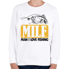 PRINTFASHION MILF horgász - Gyerek pulóver - Fehér