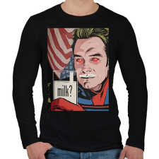 PRINTFASHION Milk? - Homelander - Férfi hosszú ujjú póló - Fekete férfi póló
