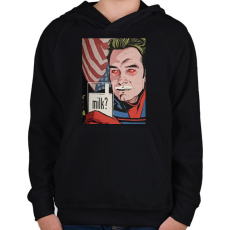 PRINTFASHION Milk? - Homelander - Gyerek kapucnis pulóver - Fekete