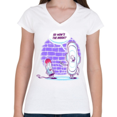 PRINTFASHION Milyen belül? - Női V-nyakú póló - Fehér