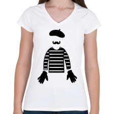 PRINTFASHION Mime - Női V-nyakú póló - Fehér női póló