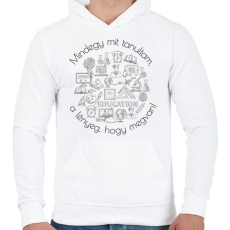PRINTFASHION Mindegy mit tanultam, a lényeg, hogy megvan! - Férfi kapucnis pulóver - Fehér