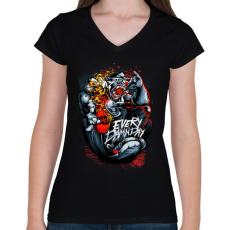 PRINTFASHION Minden átkozott nap - Női V-nyakú póló - Fekete