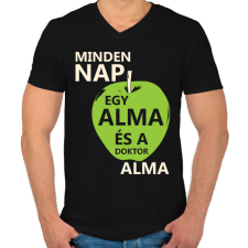 PRINTFASHION minden-nap-egy-alma-white-green - Férfi V-nyakú póló - Fekete férfi póló