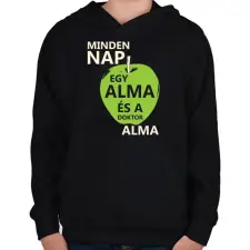 PRINTFASHION minden-nap-egy-alma-white-green - Gyerek kapucnis pulóver - Fekete gyerek pulóver, kardigán