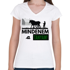 PRINTFASHION MINDENEM A TANYÁM - Női V-nyakú póló - Fehér