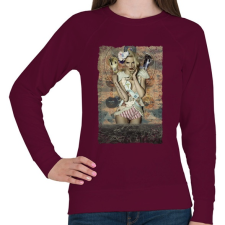 PRINTFASHION Mindenhol őt látom - Női pulóver - Bordó női pulóver, kardigán