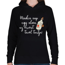 PRINTFASHION Mindennap egy alma - Női kapucnis pulóver - Fekete női pulóver, kardigán