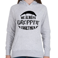 PRINTFASHION Mindig együtt ugrunk! - Női kapucnis pulóver - Sport szürke női pulóver, kardigán