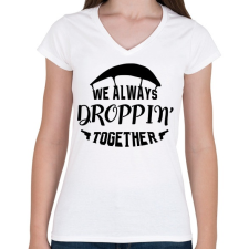 PRINTFASHION Mindig együtt ugrunk! - Női V-nyakú póló - Fehér női póló