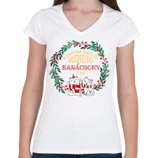 PRINTFASHION Mindig karácsony van - Női V-nyakú póló - Fehér női póló