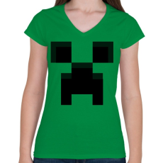 PRINTFASHION Minecraft #1 - Női V-nyakú póló - Zöld