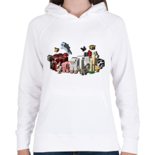 PRINTFASHION Minecraft állatok - Női kapucnis pulóver - Fehér női pulóver, kardigán