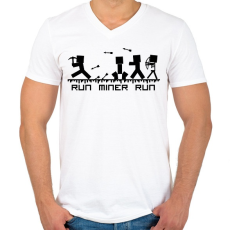 PRINTFASHION Minecraft bányász (fekete) - Férfi V-nyakú póló - Fehér